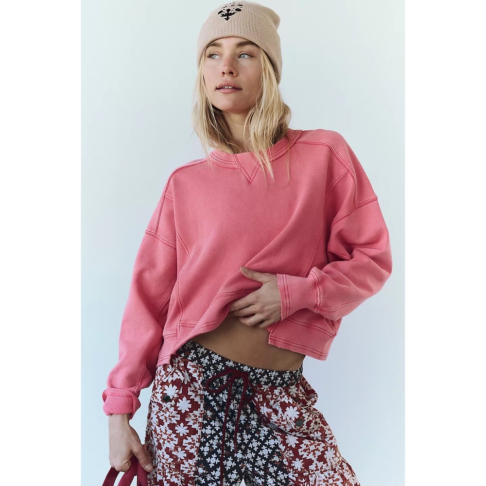Free People Movement Womens Intercept Pullover Pink Sweatshirt Size XS NEW